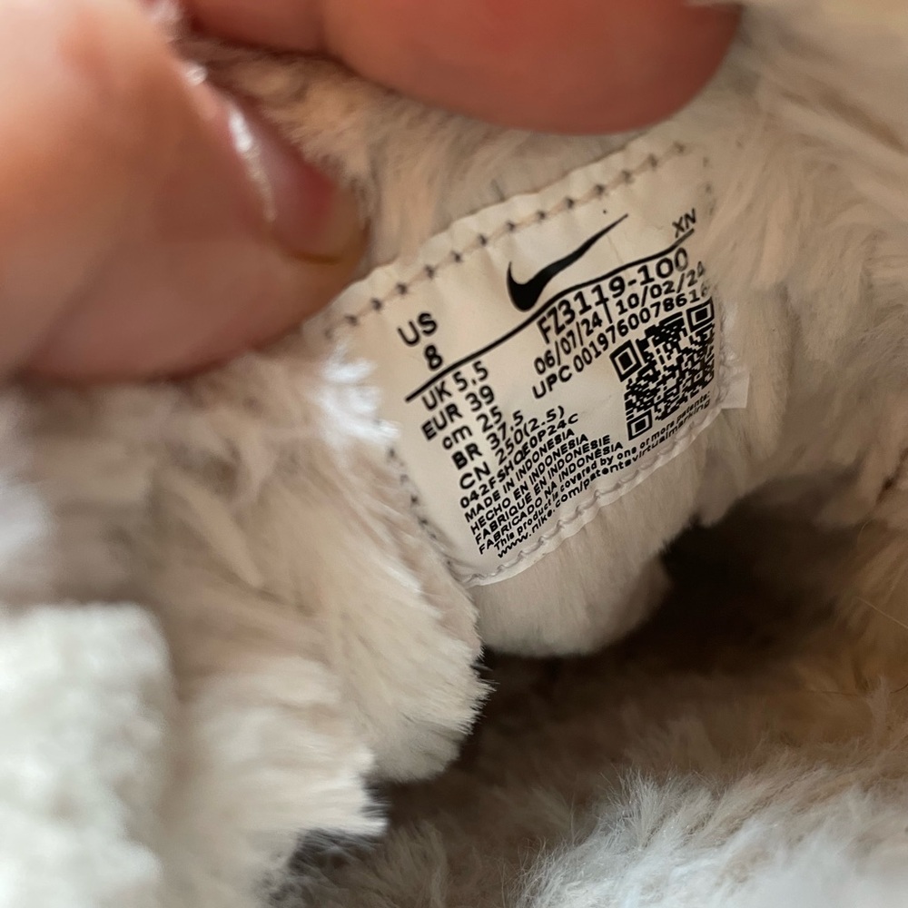 Nike Calm Mule Fuzzy Fur "Sanddrift" Women's Slide - Picture 3 of 10